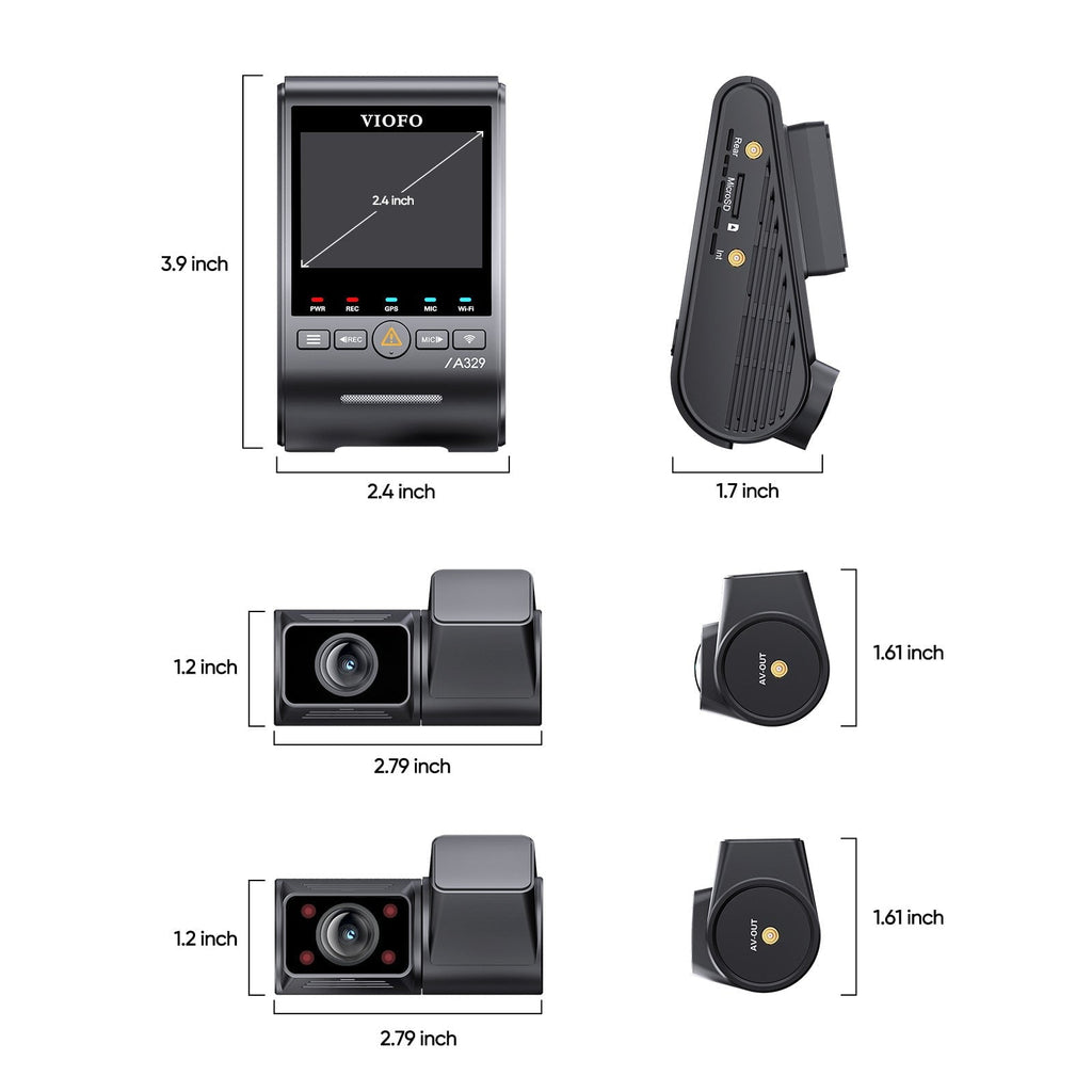 VIOFO A329S 3-Channel 4K Dash Cam – 4K Front, 2K Cabin, 2K Rear