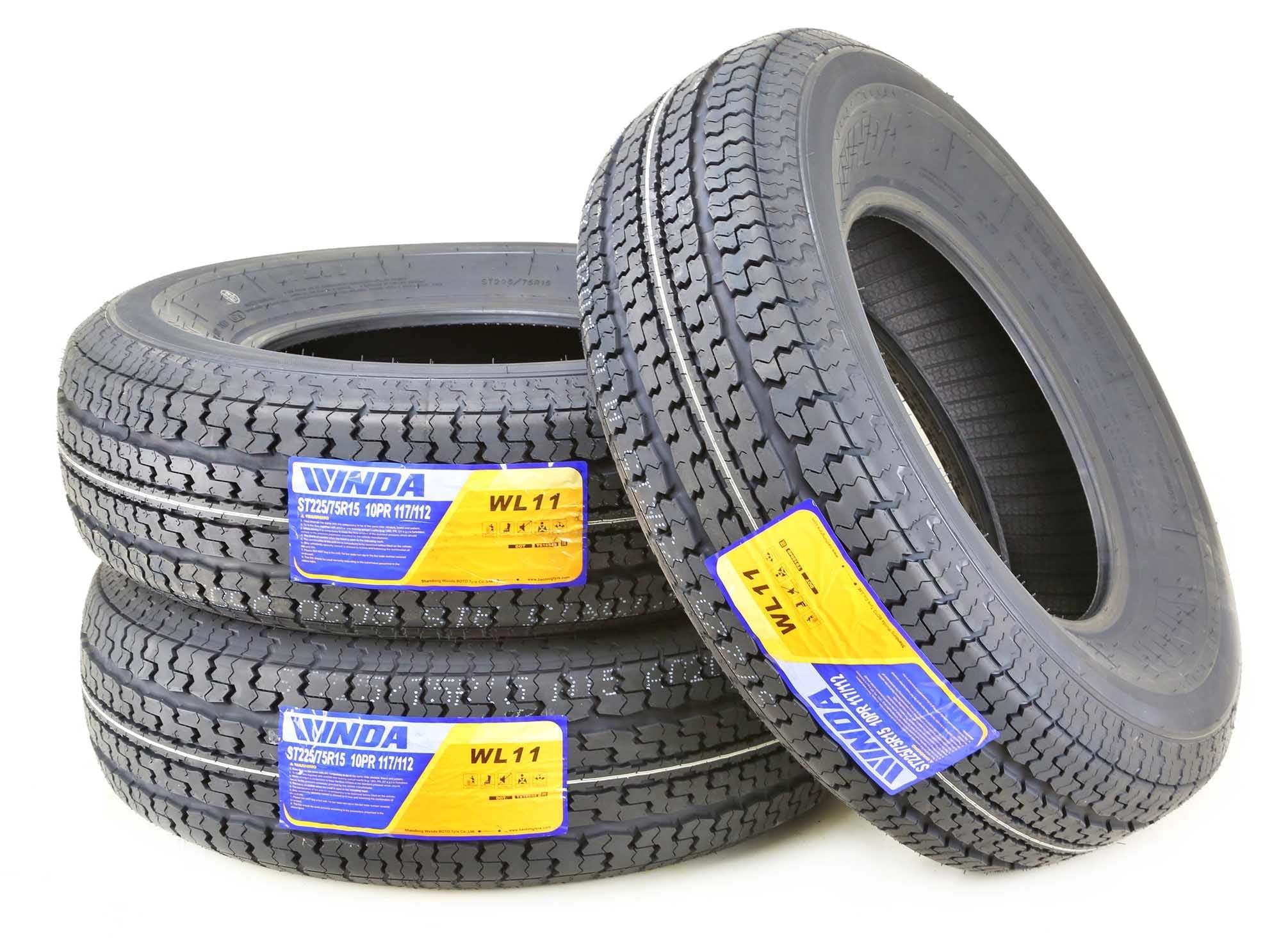 WINDA Premium Trailer Tire ST 225/75R15 Radial 10 Ply Load Range E Steel Belted, Set 4