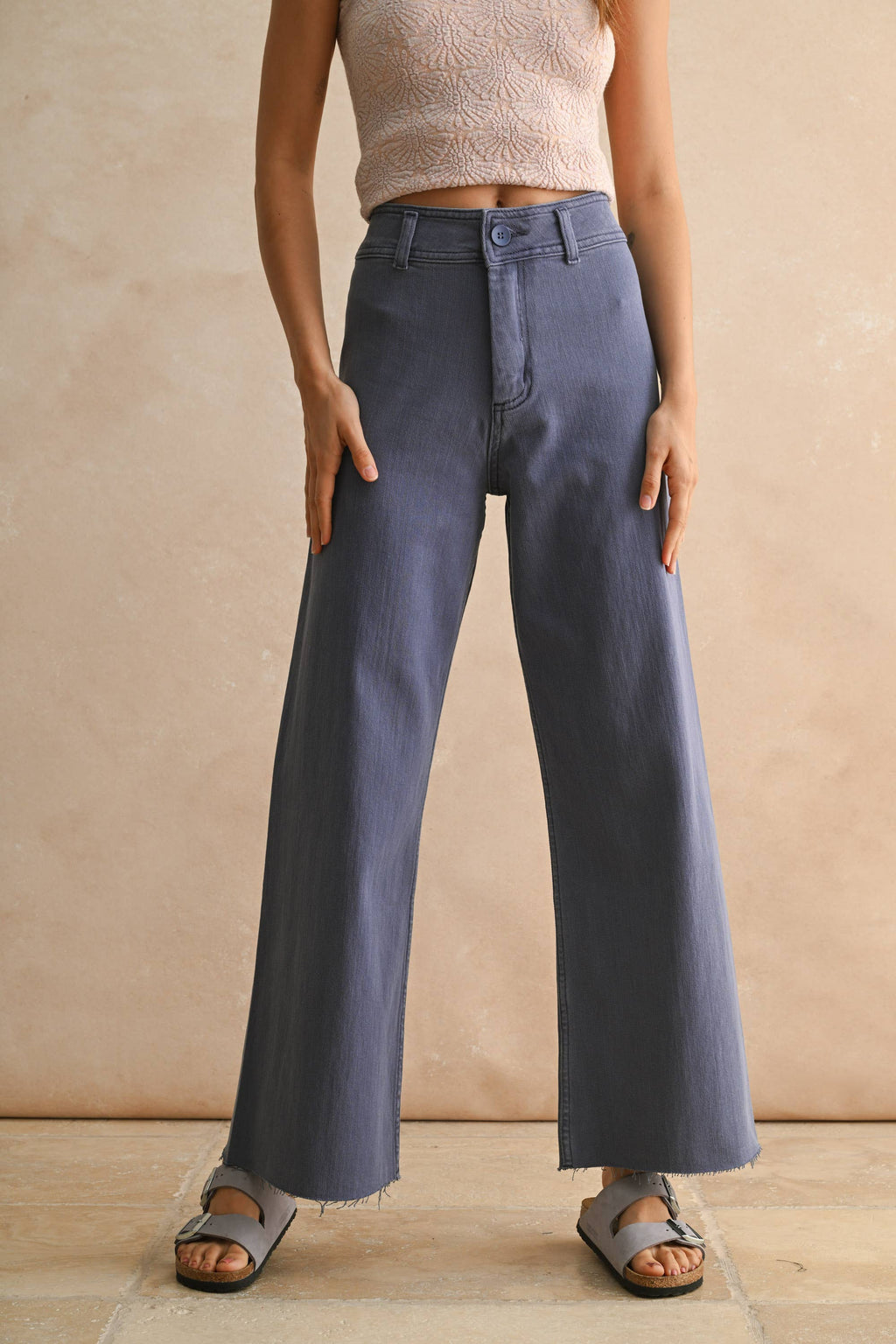 Brown Straight Leg Wide Denim
