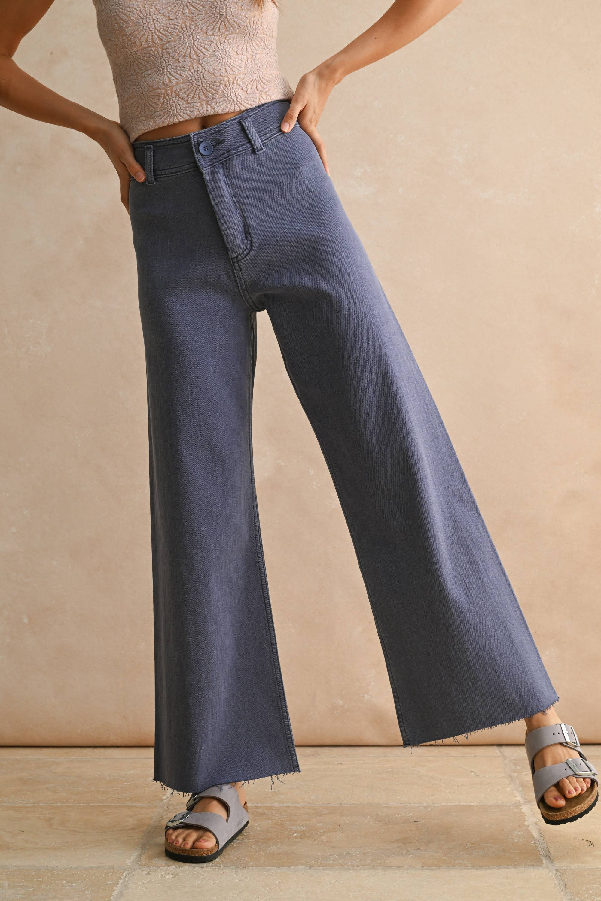 Brown Straight Leg Wide Denim