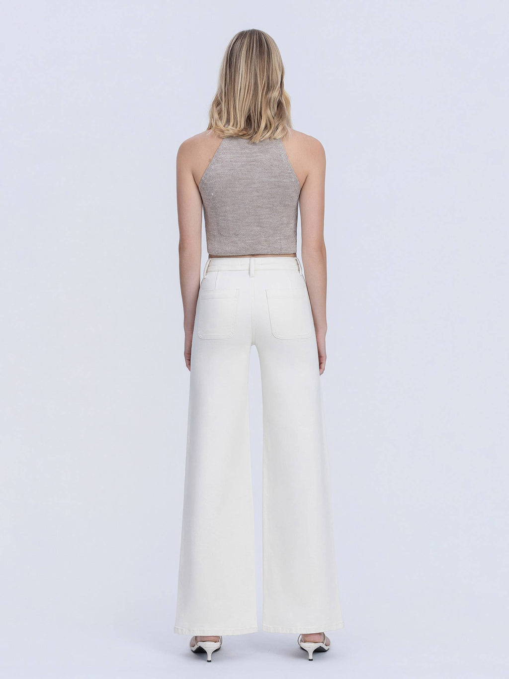 HIGH RISE NATURAL COLOR DRAWSTRING WIDE LEG