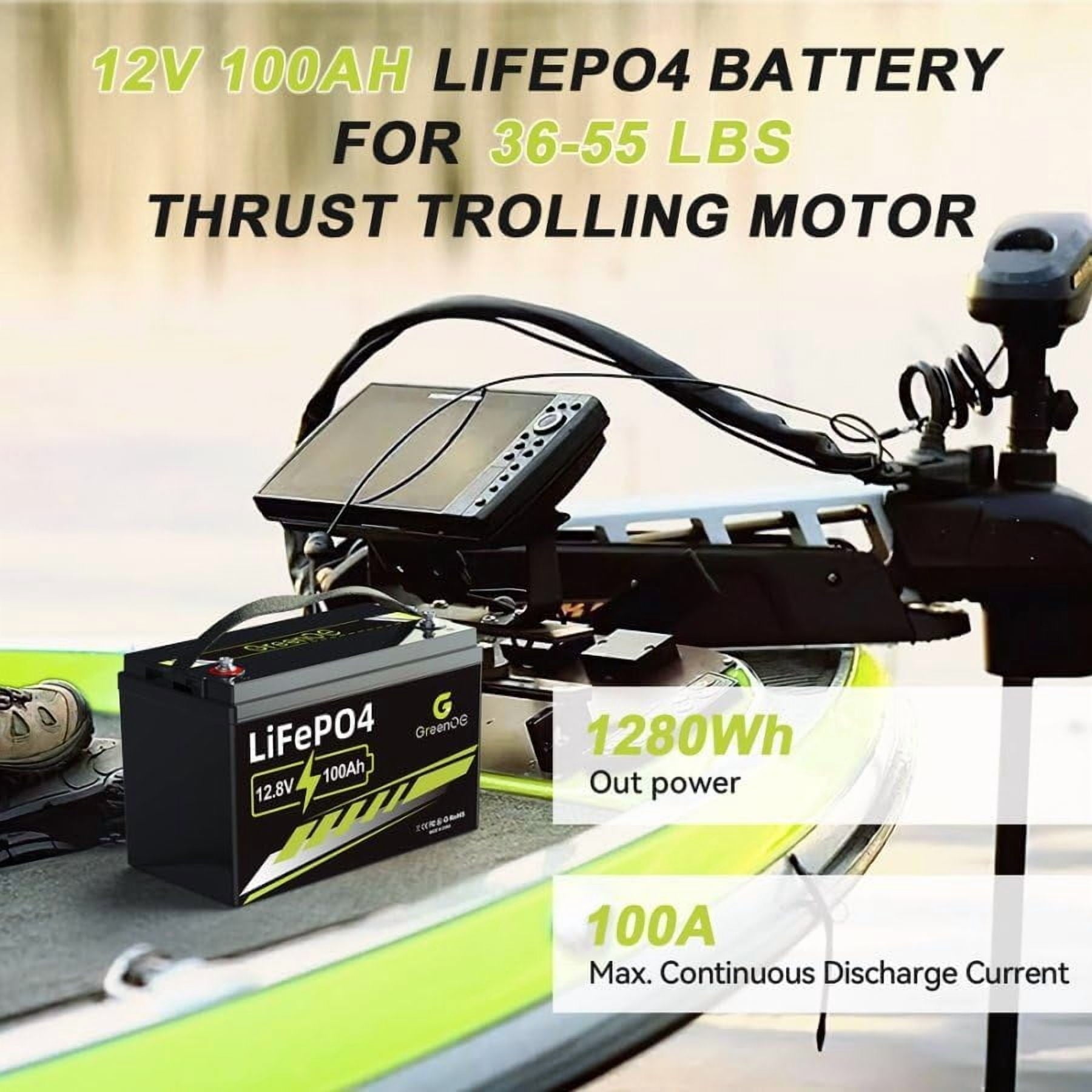 ‎GreenOE 12V 100Ah LiFePO4 Battery Group 31 with Built-in 100A BMS, 15000 Deep Cycles Rechargeable Lithium Battery Prefect for Solar System, Rvs, Marine, Vans, Trailer,Trolling Motor, Backup, 1 Pack
