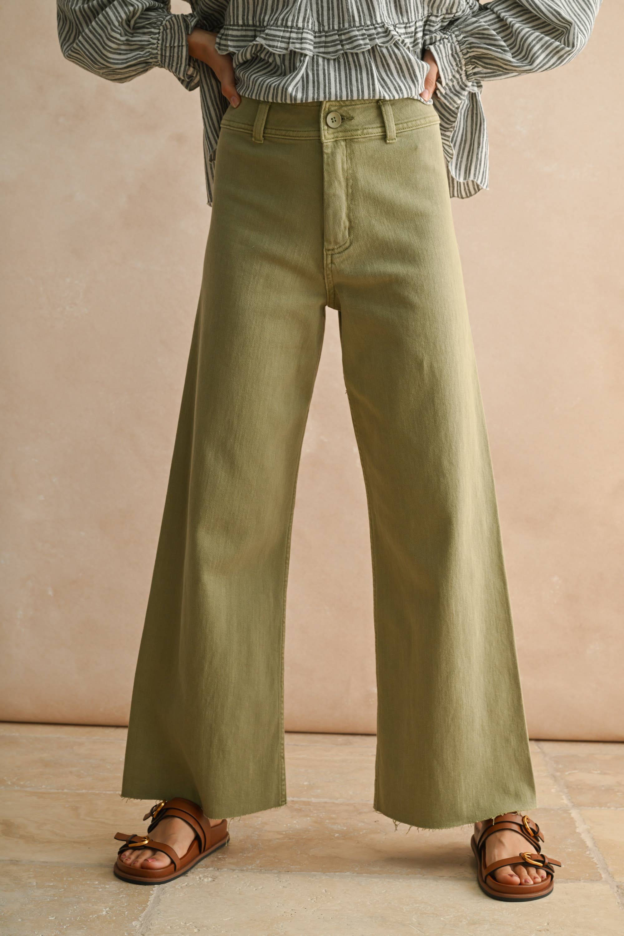 Brown Straight Leg Wide Denim