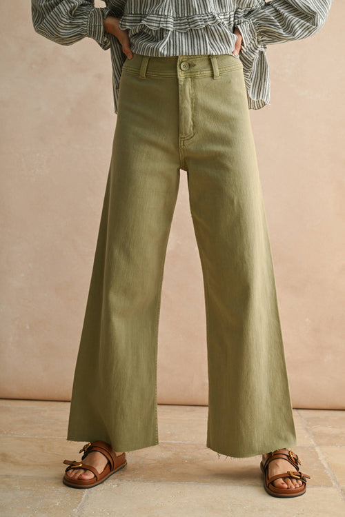 Brown Straight Leg Wide Denim