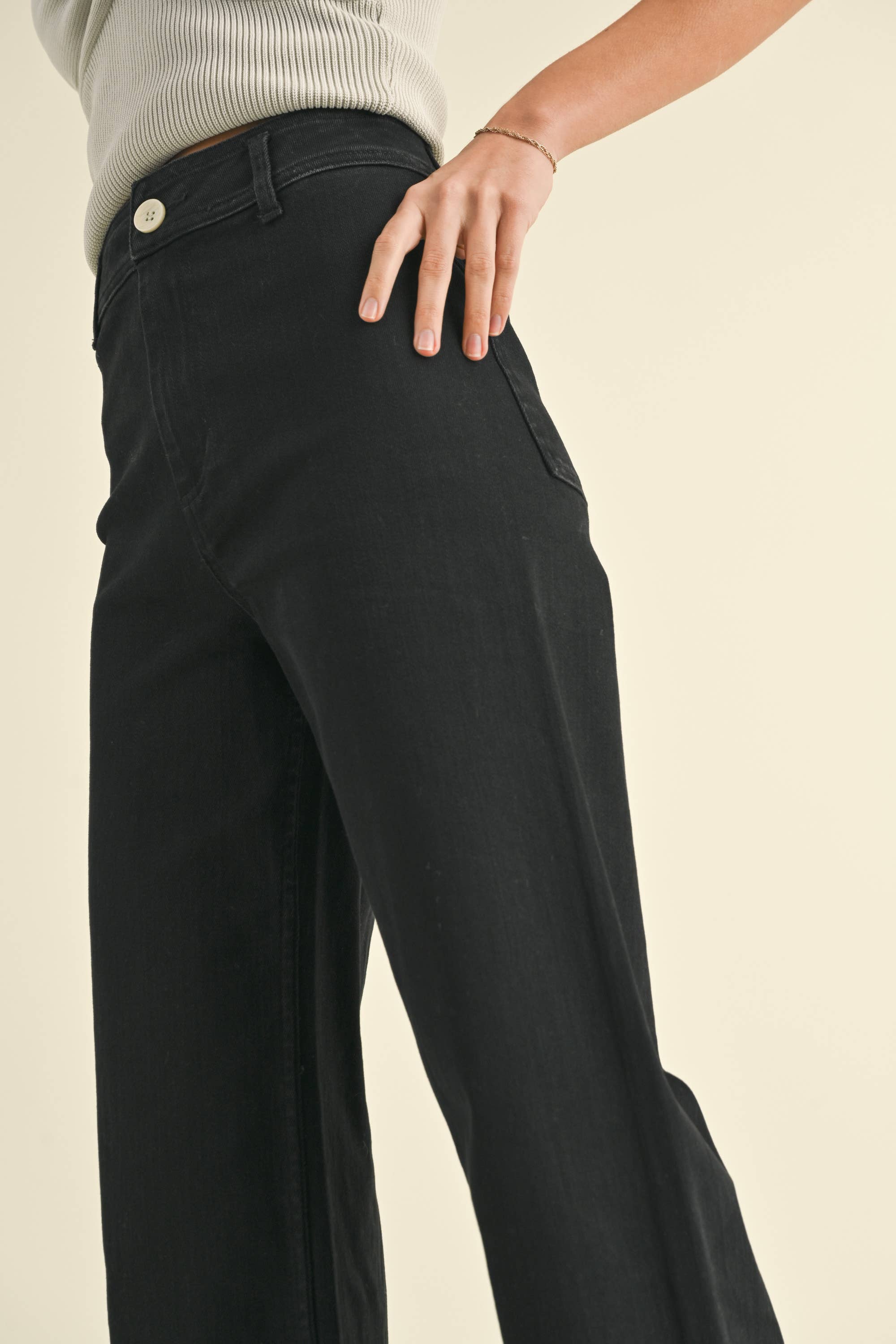 Brown Straight Leg Wide Denim