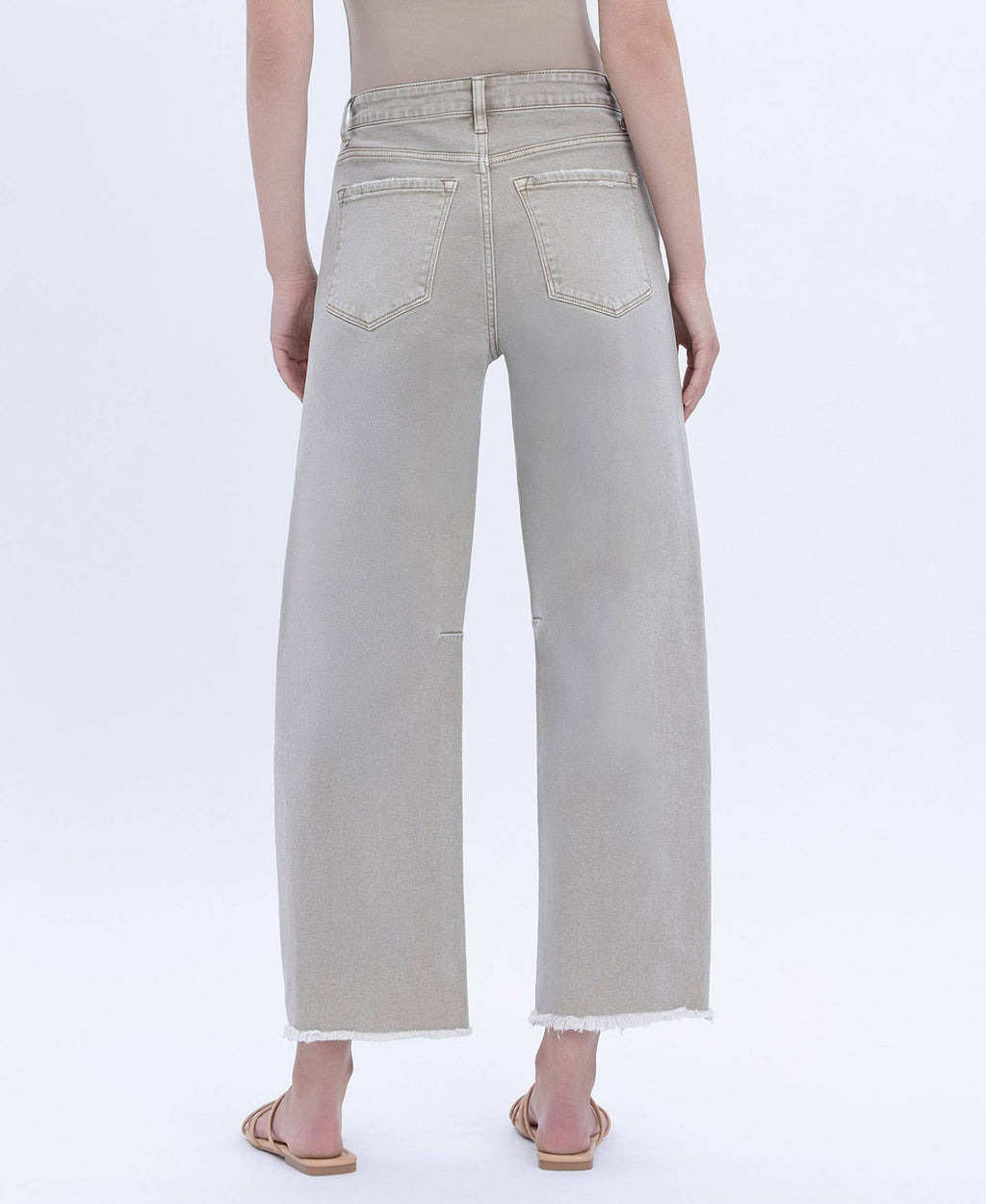 SUPER HIGH RISE FRAYED HEM WIDE BARREL LEG