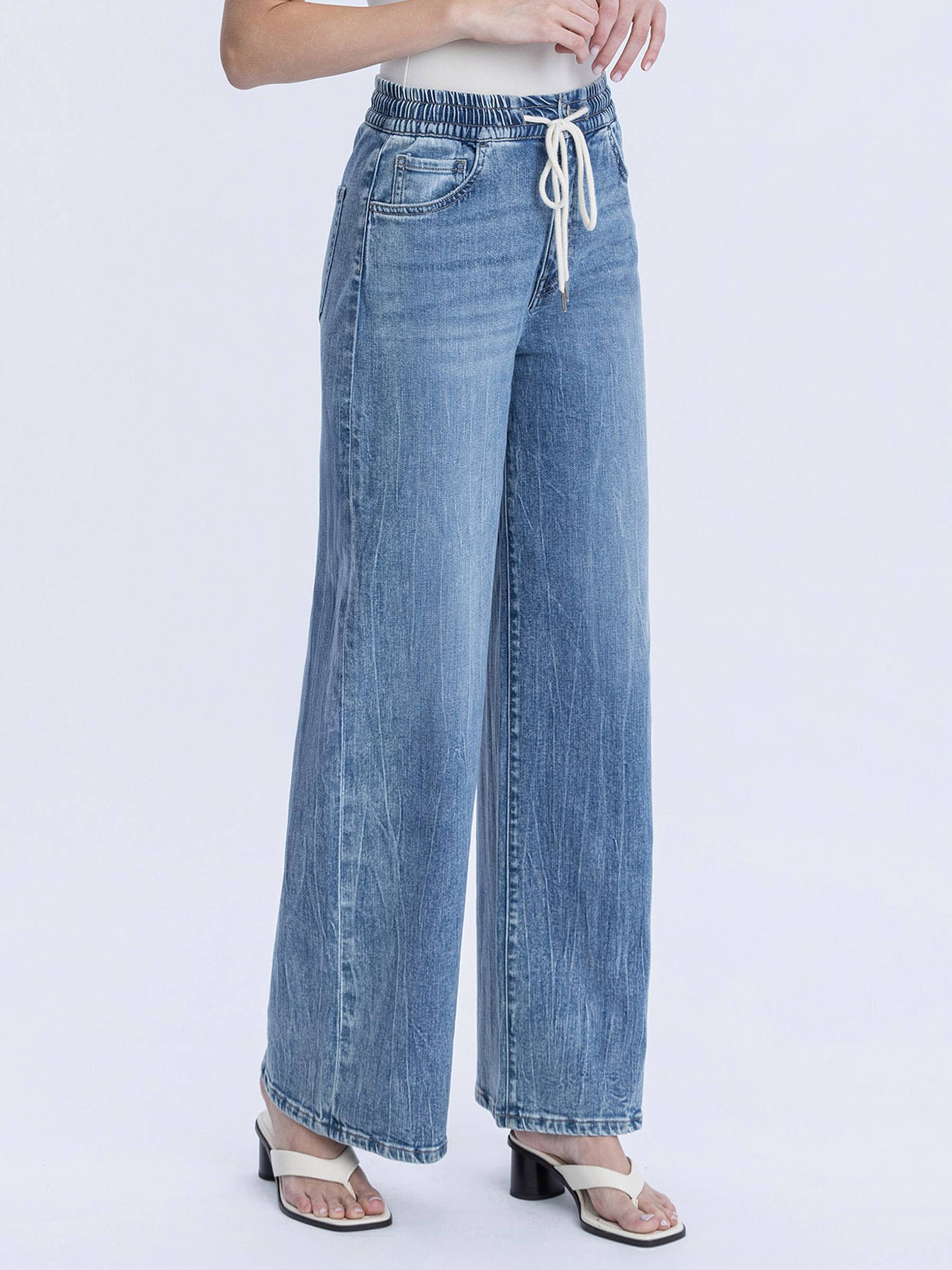 SUPER HIGH RISE ELASTIC WAISTBAND WIDE LEG