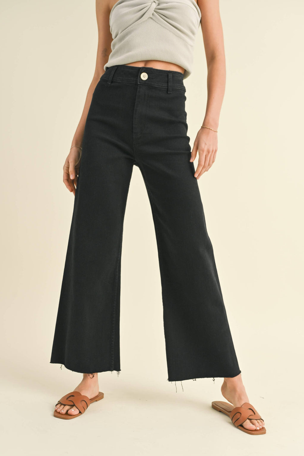 Brown Straight Leg Wide Denim