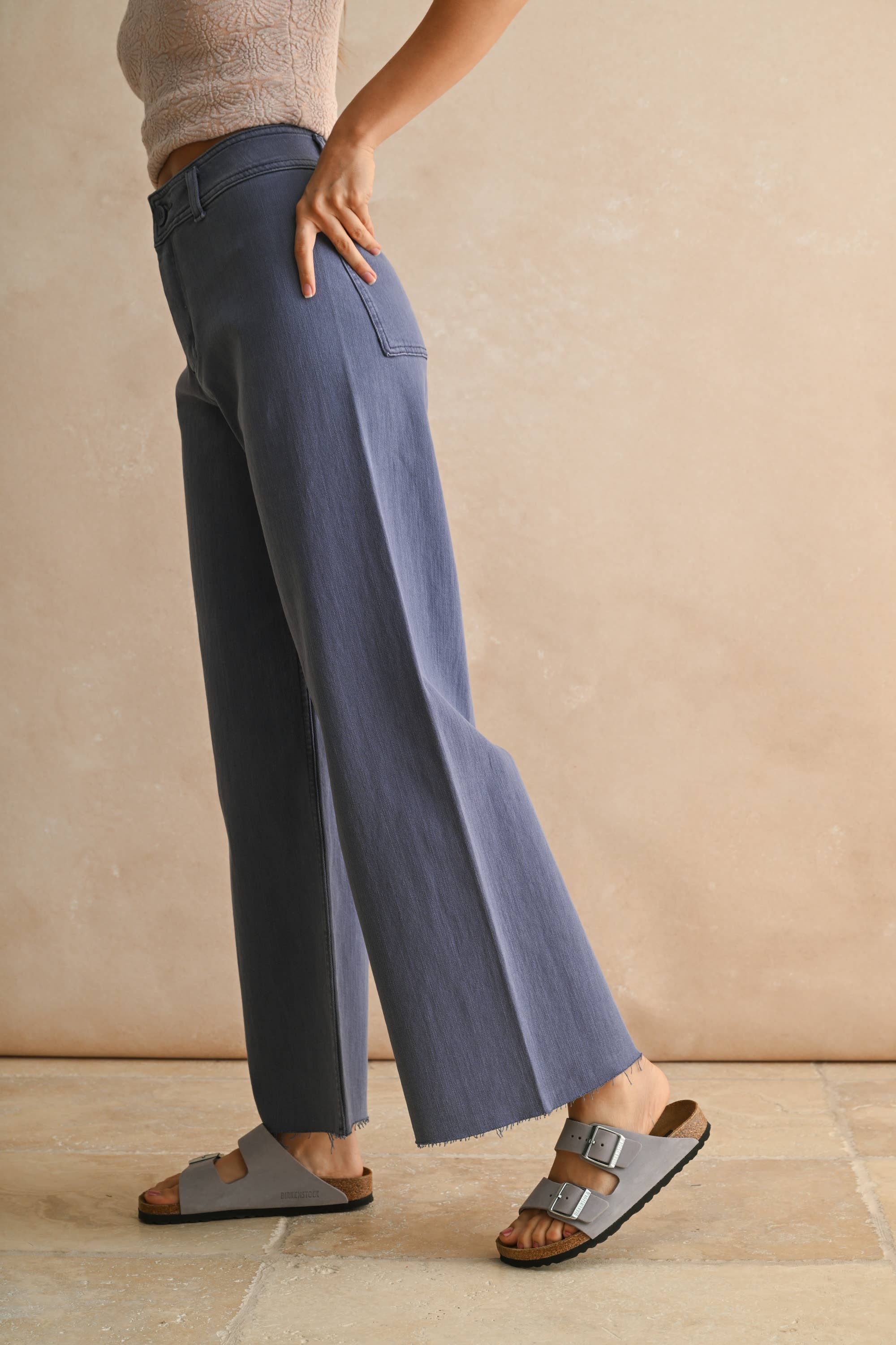 Brown Straight Leg Wide Denim