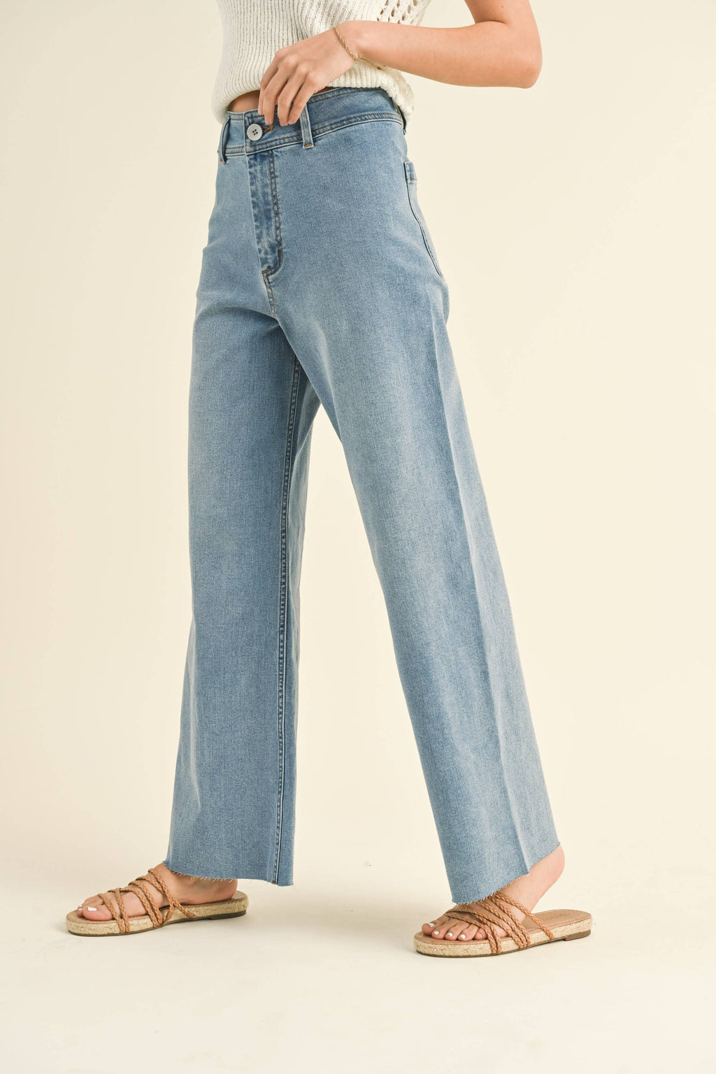 Brown Straight Leg Wide Denim