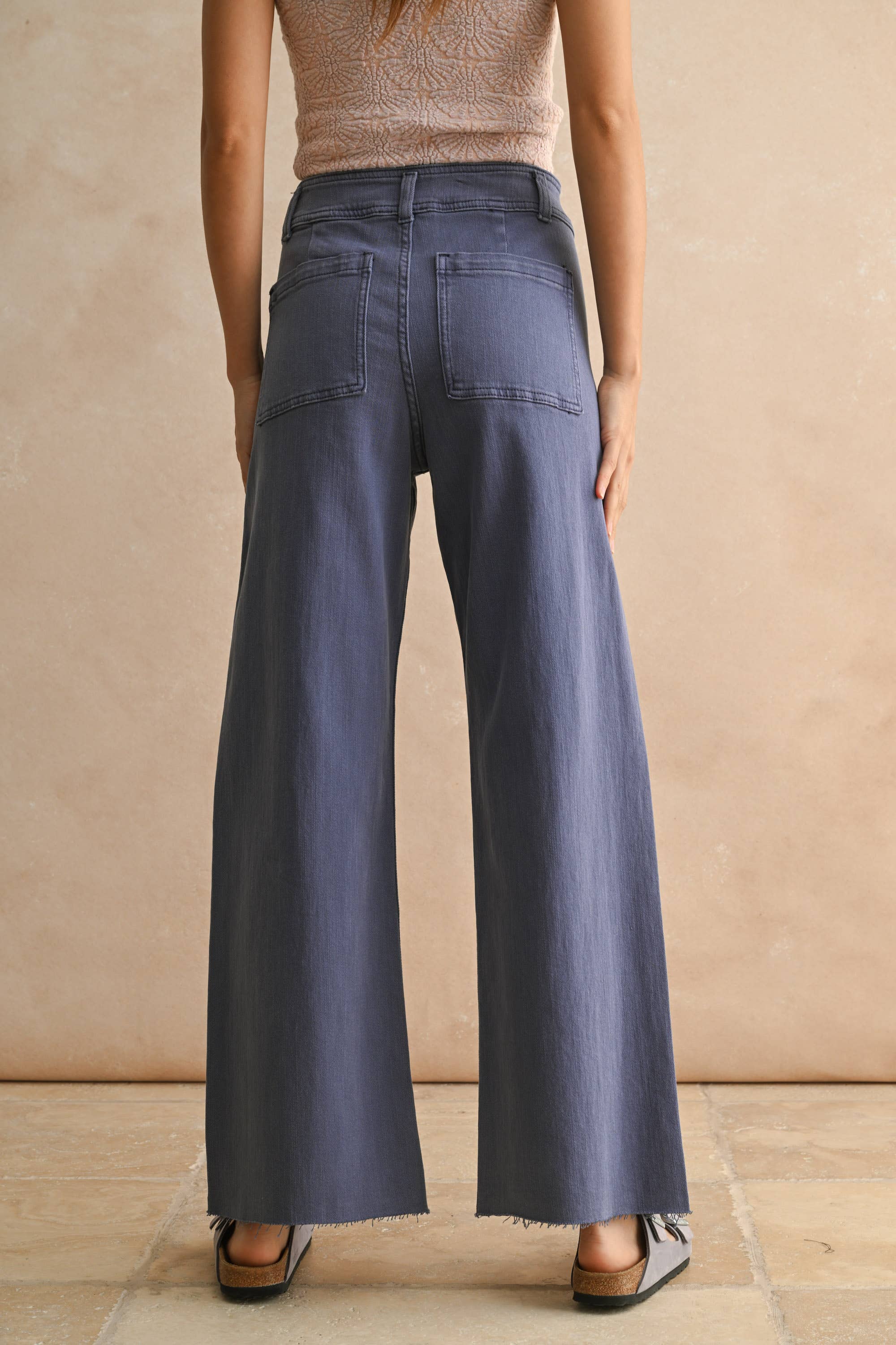 Brown Straight Leg Wide Denim