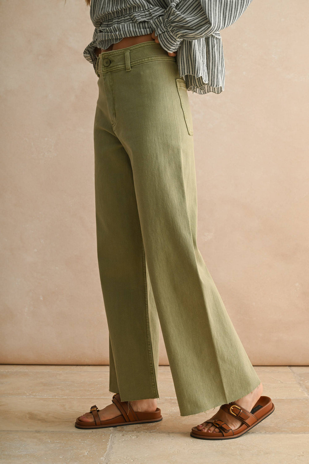 Brown Straight Leg Wide Denim