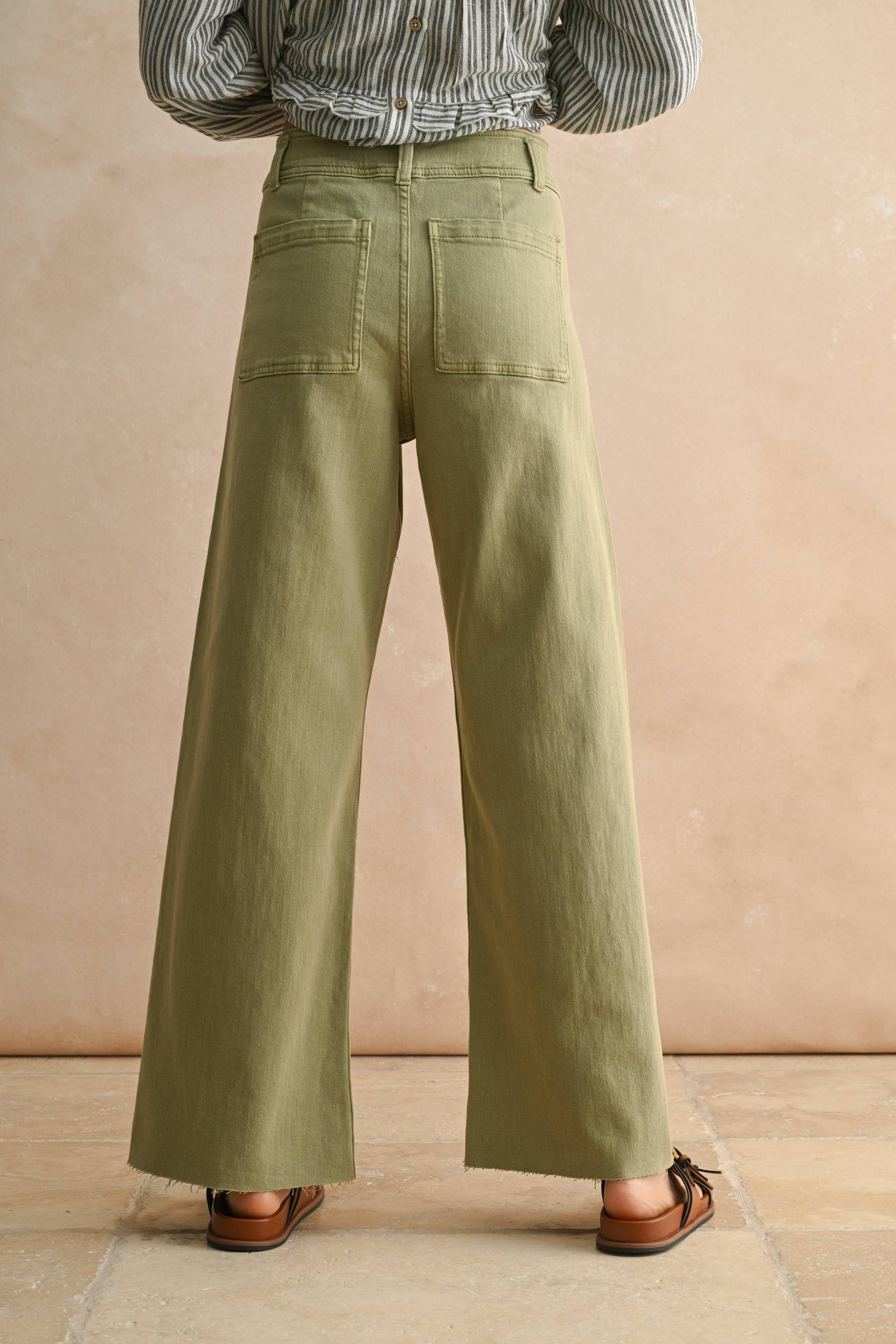 Brown Straight Leg Wide Denim
