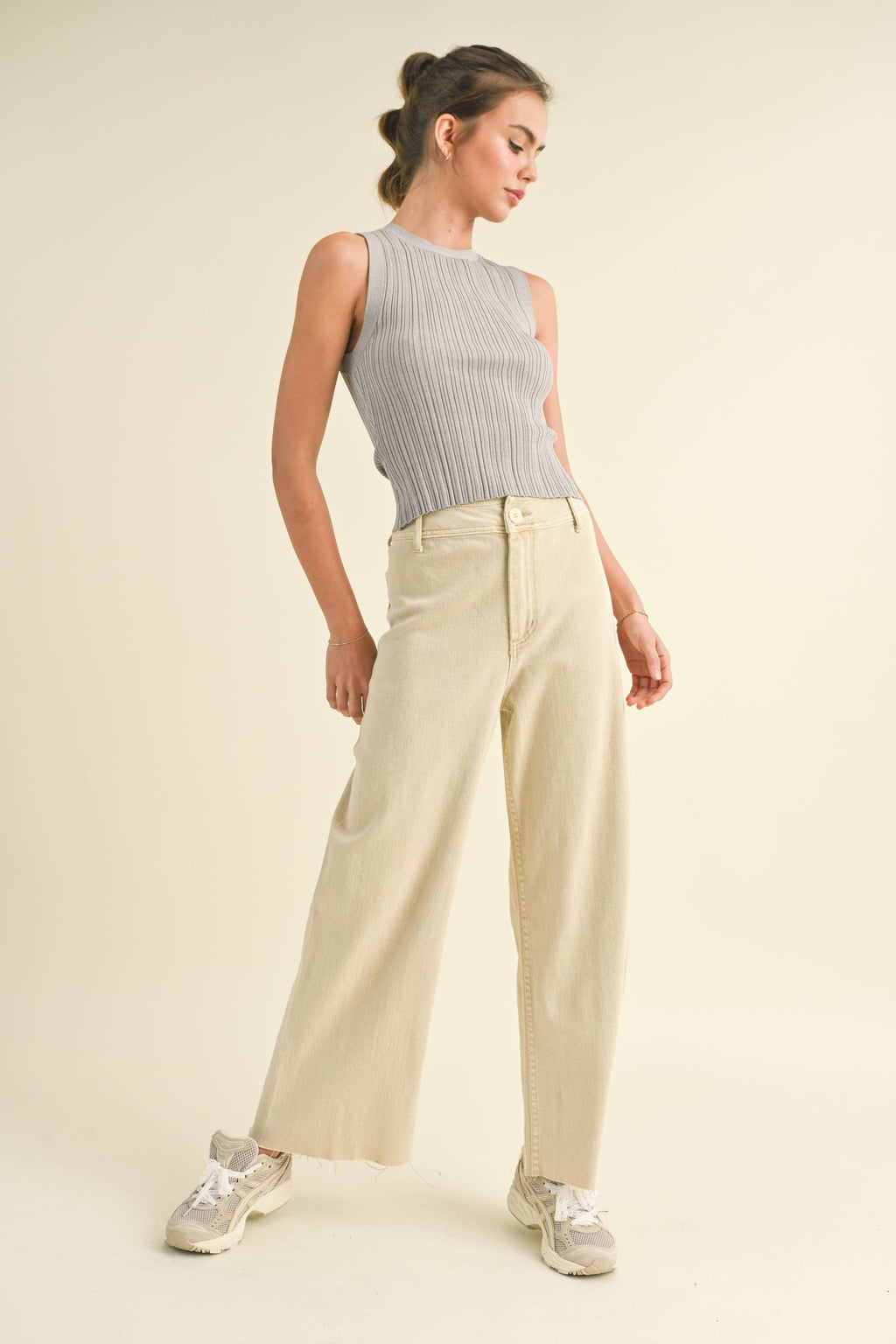 Brown Straight Leg Wide Denim