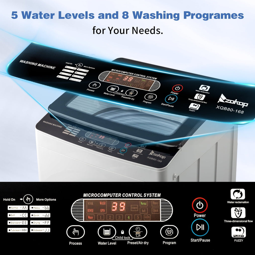 Ktaxon 17.8LBS Full Automatic Washing Machine and 3.5CuFt Portable Clothes Dryer Set, Compact Laundry Washer and Dryer Combo Set with Stainless Steel Inner Tub, for Apartment, Dorms, Home