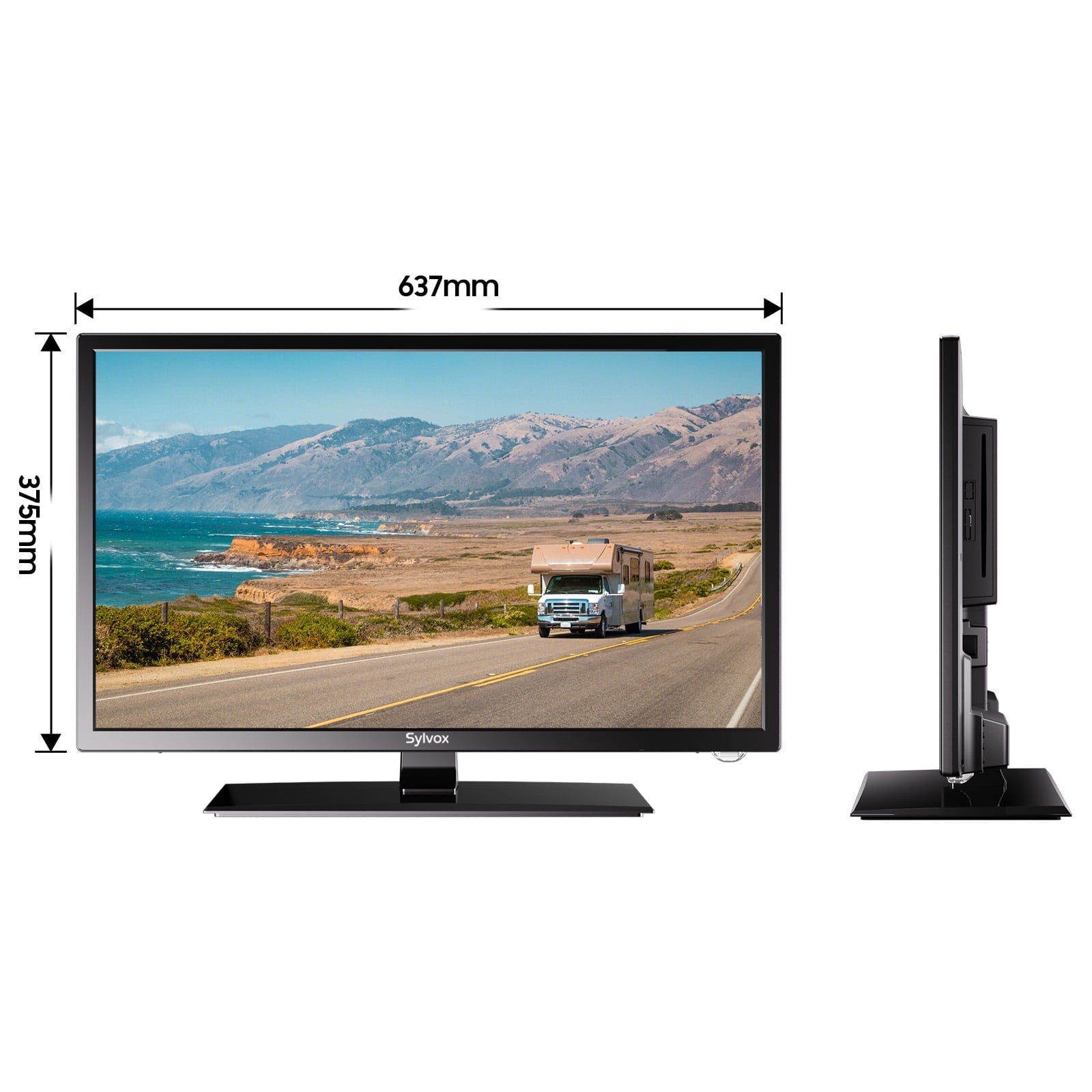 SYLVOX 27 Smart RV TV with Wall Mount, 12 Volt TV with Built-in DVD Player, 1080P Google OS ATSC NTSC WiFi Bluetooth HDMI USB, AC/DC Powered, for RV Camper Van (Trailer Series)
