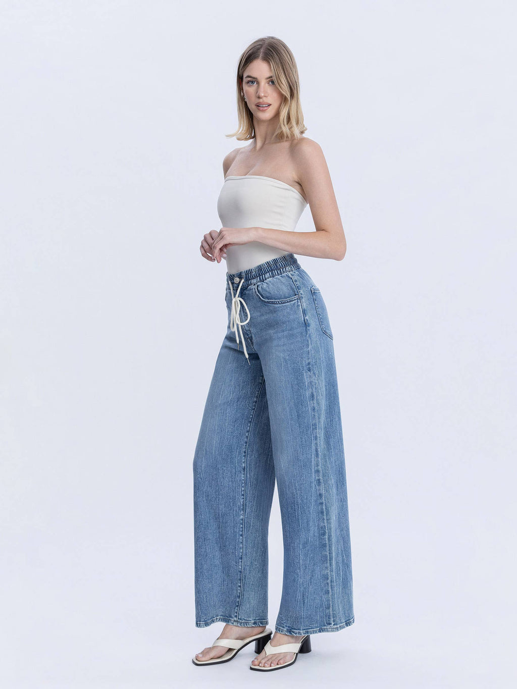 SUPER HIGH RISE ELASTIC WAISTBAND WIDE LEG