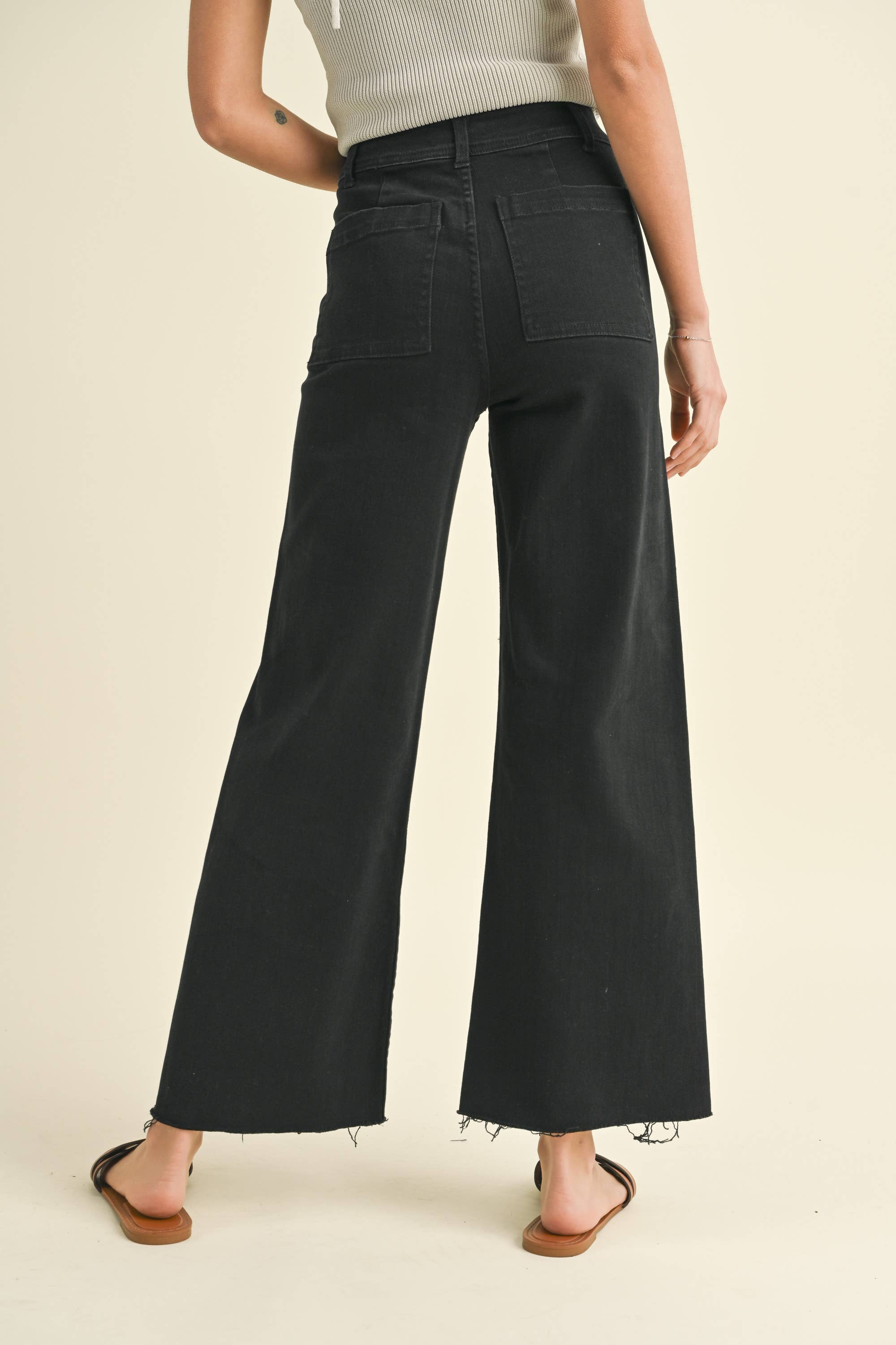 Brown Straight Leg Wide Denim