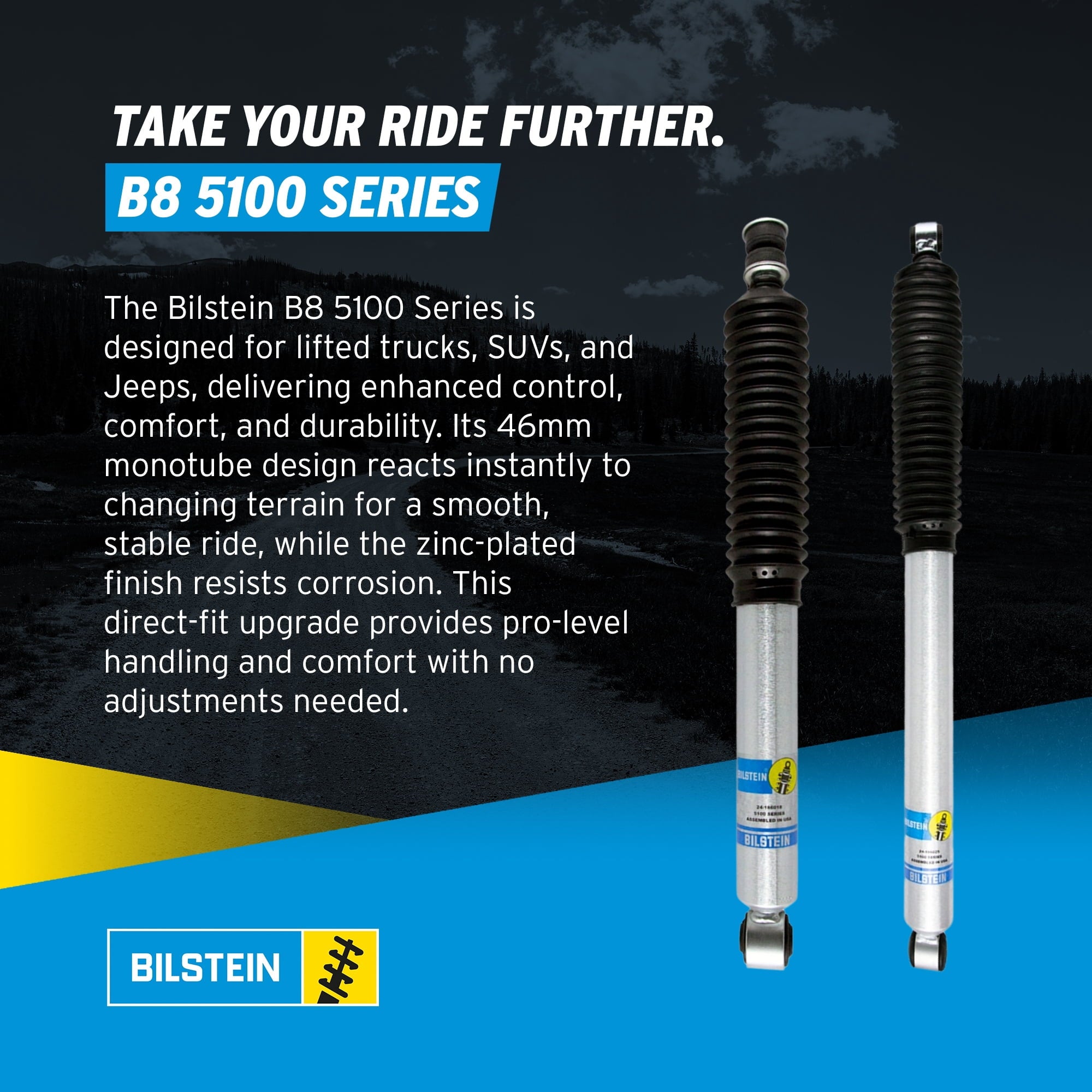 Bilstein Pair of Rear B8 5100 Series Shocks Compatible with 1999-2016 F250/F350 4WD with 0-1 Rear Lift
