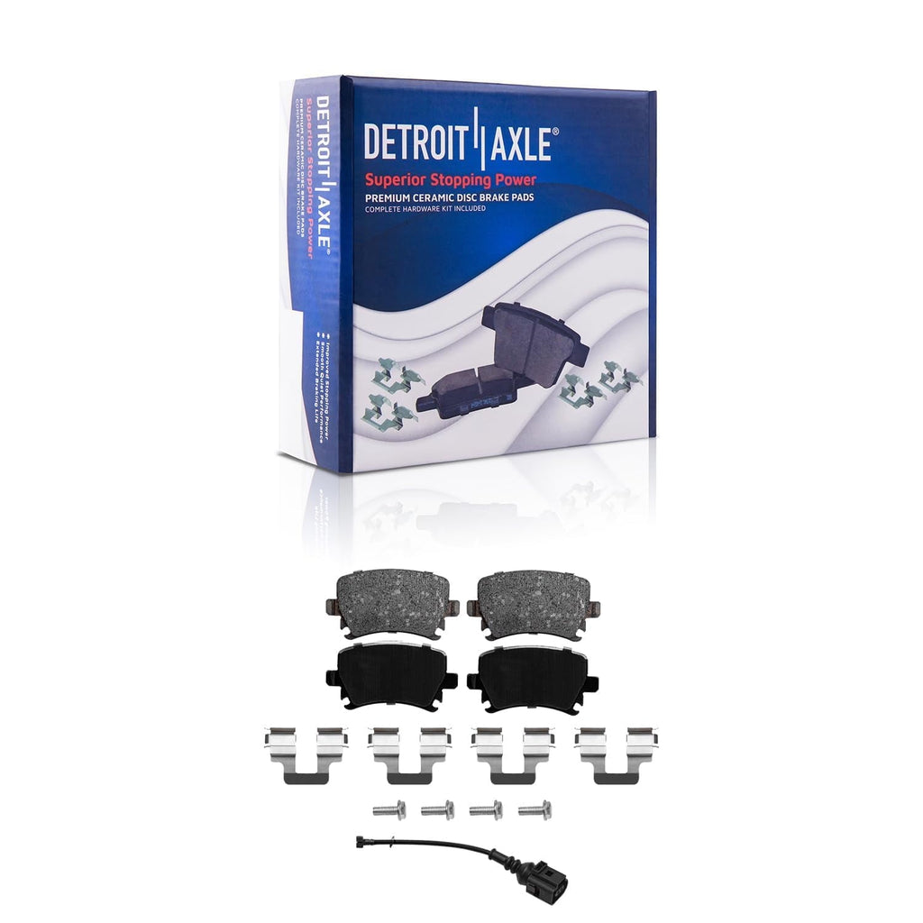 Detroit Axle - REAR Brake Kit for 2005-2010 VW Jetta 06-09 Rabbit Drilled & Slotted Brake Rotors Ceramic Brakes Pads Replacement: 10.24 Rotor