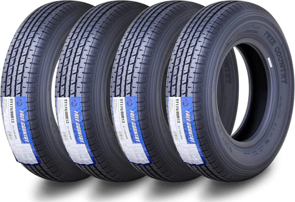 Free Country ST 205/75R15 8 Ply /Load Range D w/Scuff Guard Trailer Tires, Set of 4