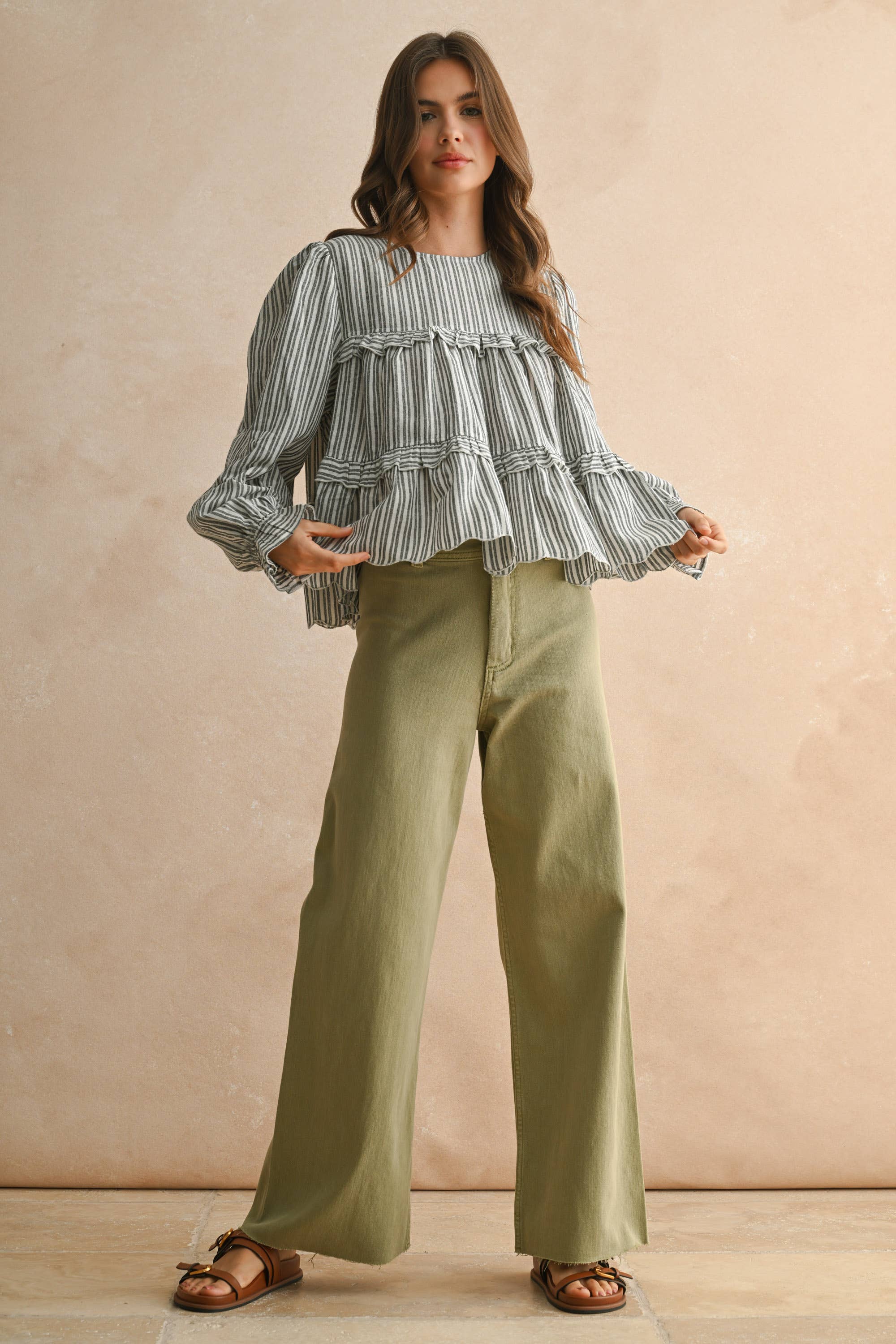 Brown Straight Leg Wide Denim