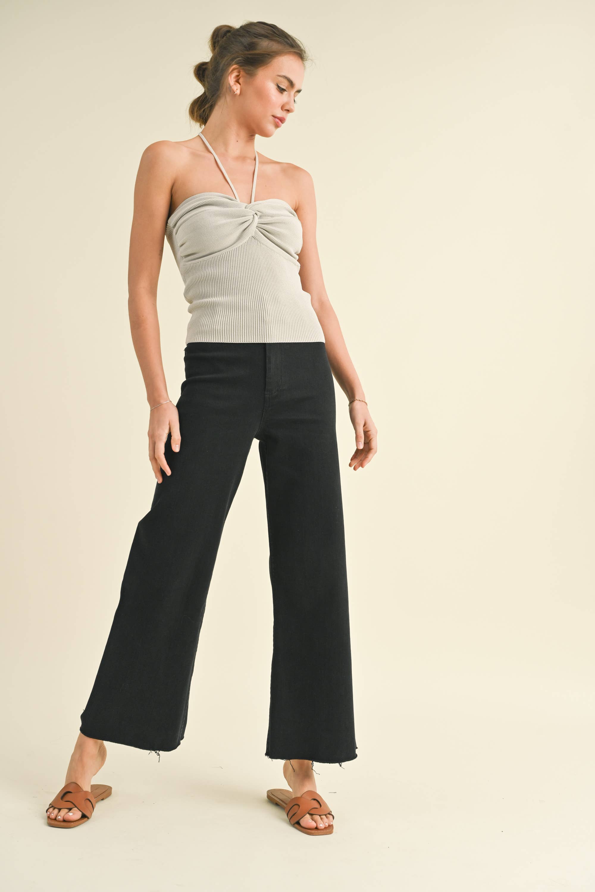 Brown Straight Leg Wide Denim